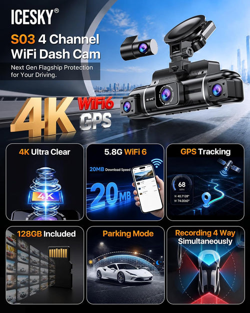 4K 4-Channel WiFi Dash Cam