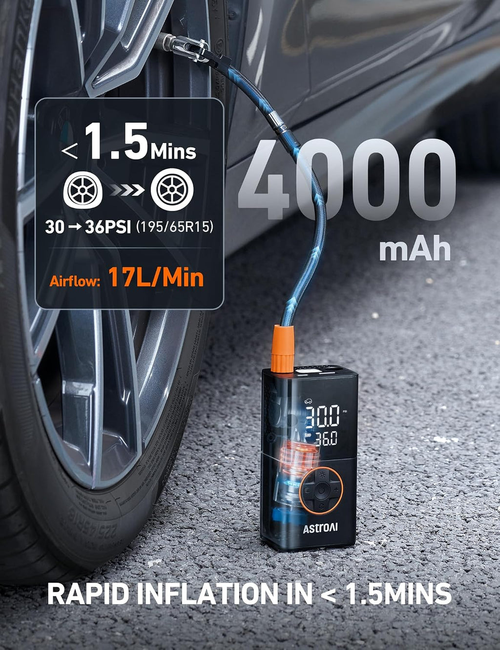 AstroAI Cordless Portable Tire Inflator