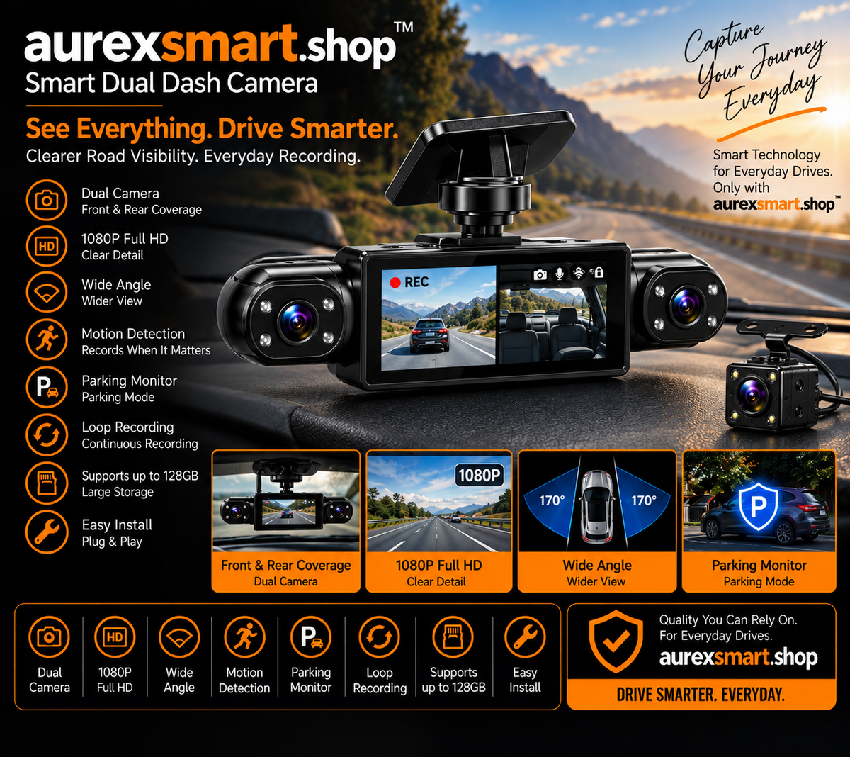 Car dash camera 360